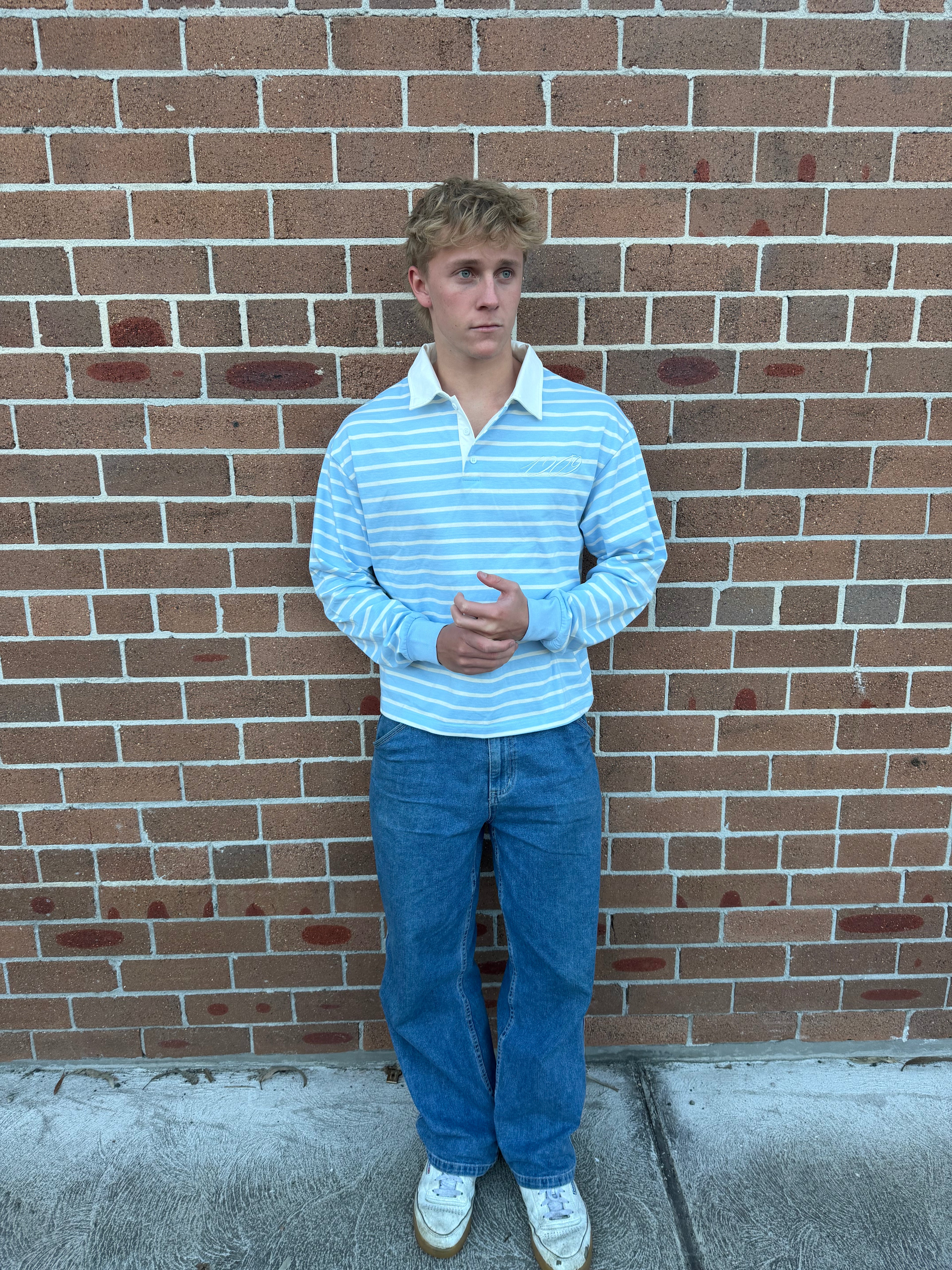 1209 Light Blue Striped Long Sleeve Jersey