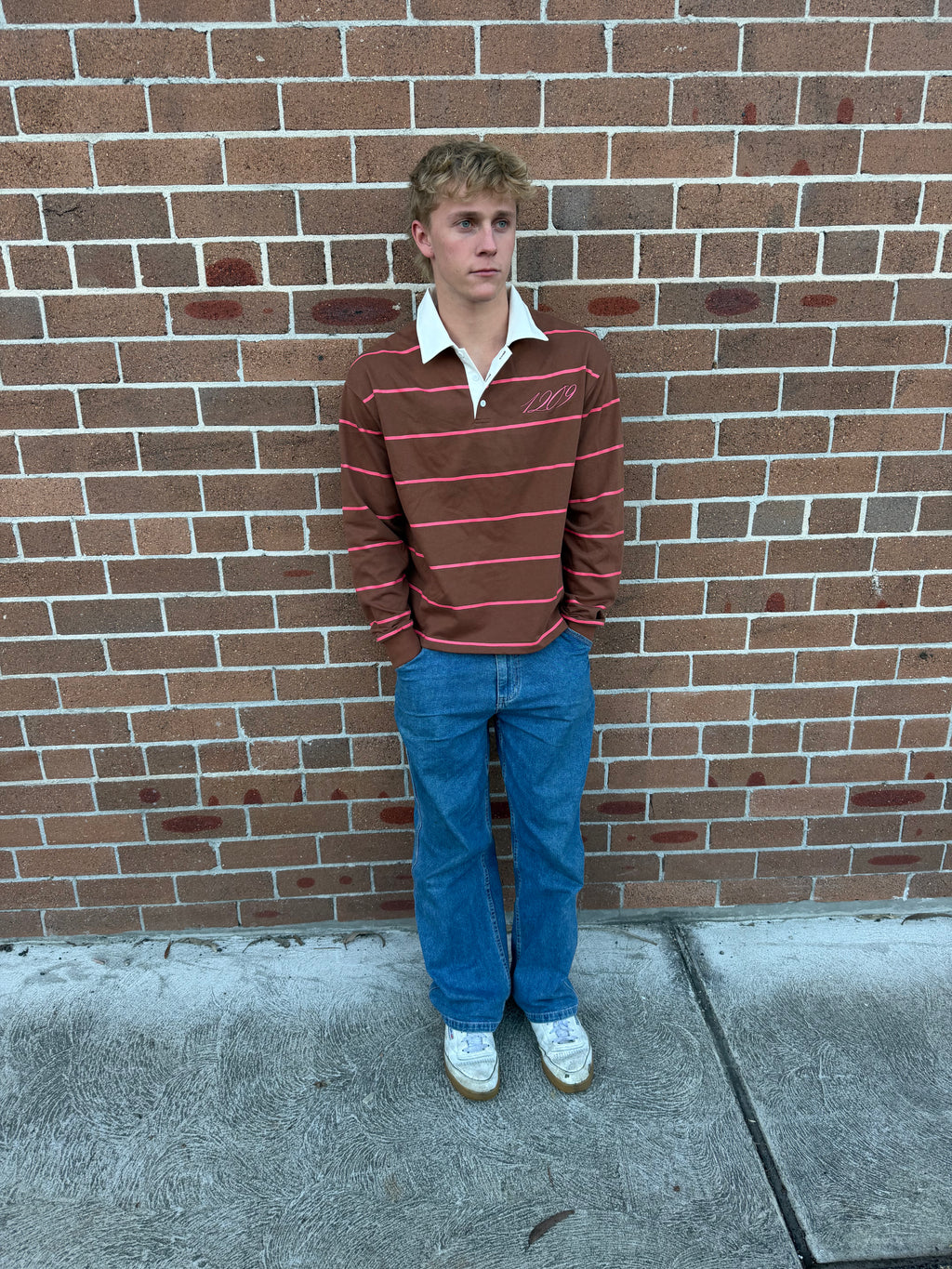 1209 Brown/Pink Striped Long Sleeve Jersey