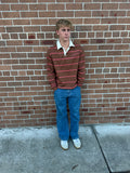 1209 Brown/Pink Striped Long Sleeve Jersey